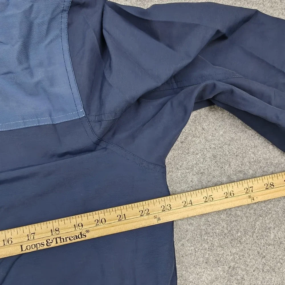 Roots Jacket Mens Medium Blue Canvas Hooded Full Zip Anorak Lined Pockets